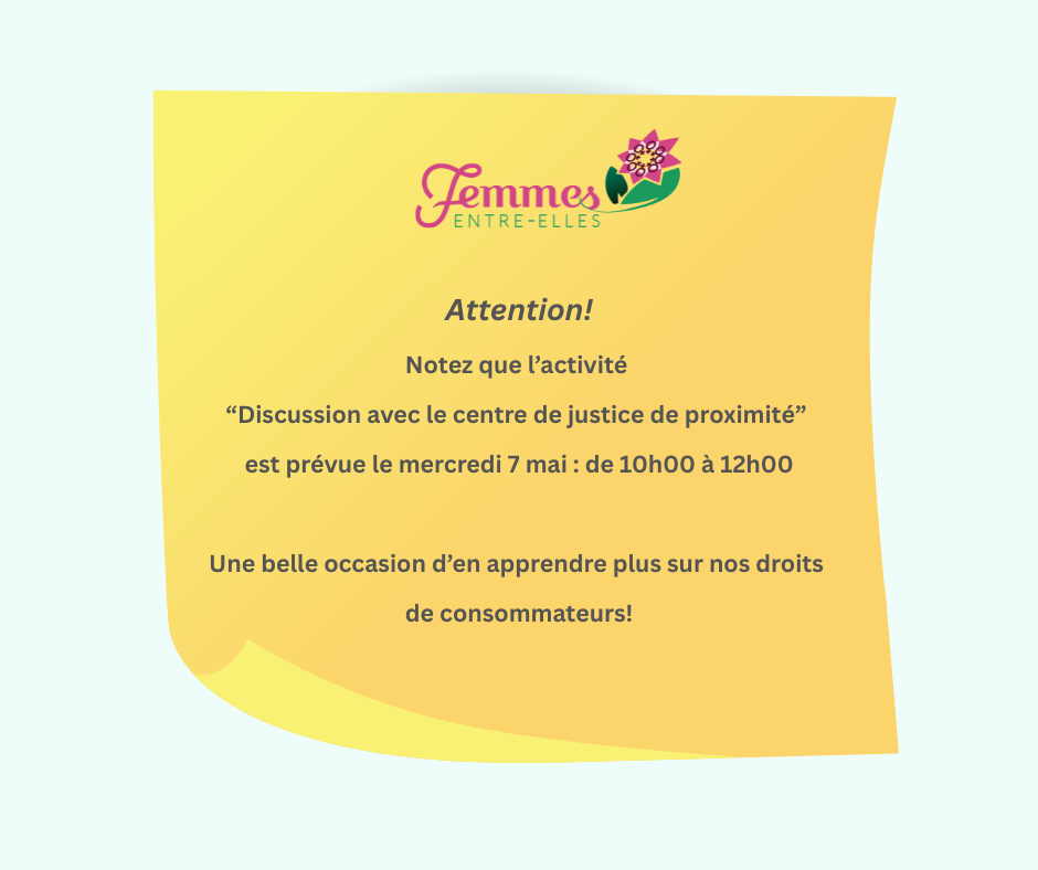 Discussion avec le centre de justice de proximité le 7 mai à 10h00